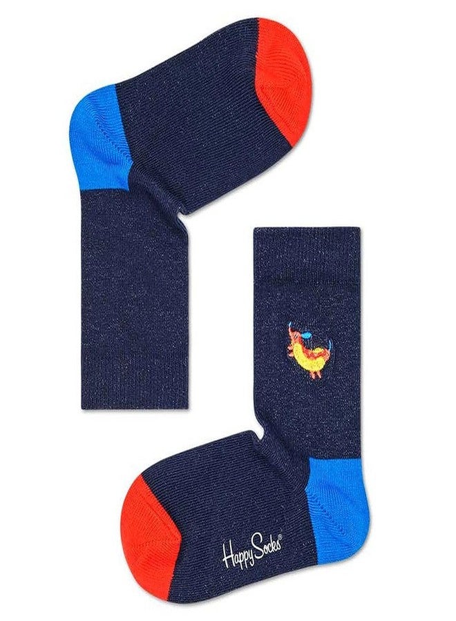 Happy Socks Hot Dog Dog Embroidery Printed Cotton Sock For Kids - Unisex 12-24M - Image 1